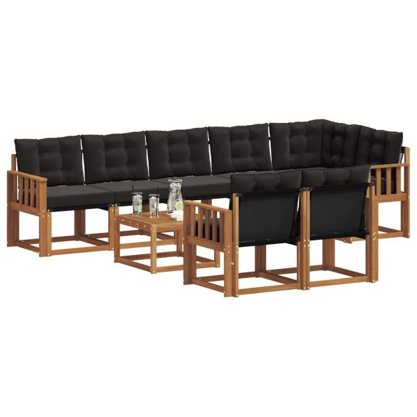 Комплект дивани за открито 9 pcs Естествено и черно
