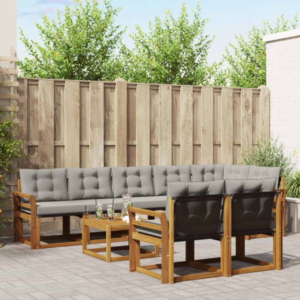 Комплект дивани за открито 9 pcs Естествено и светло сиво