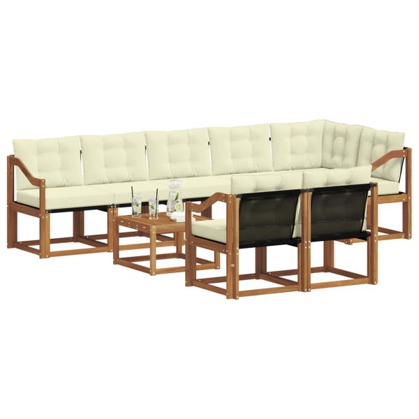Комплект дивани за открито 9 pcs Натурален и Крема