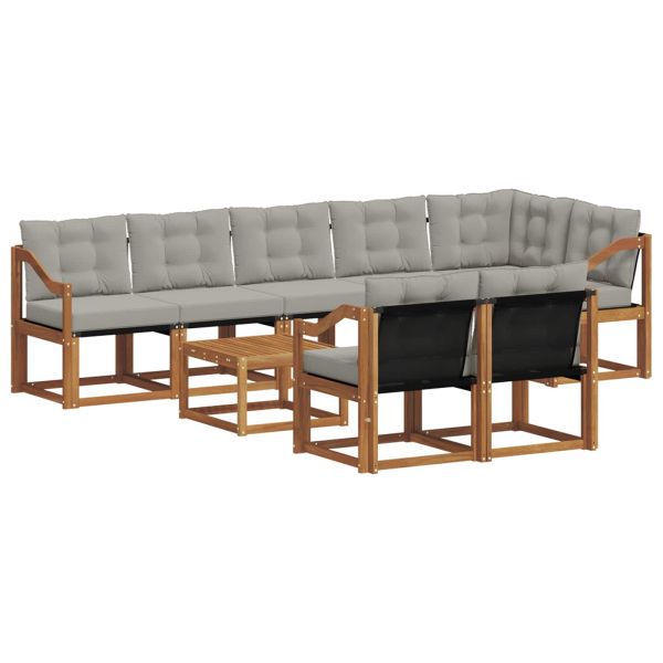 Комплект дивани за открито 9 pcs Естествено и светло сиво