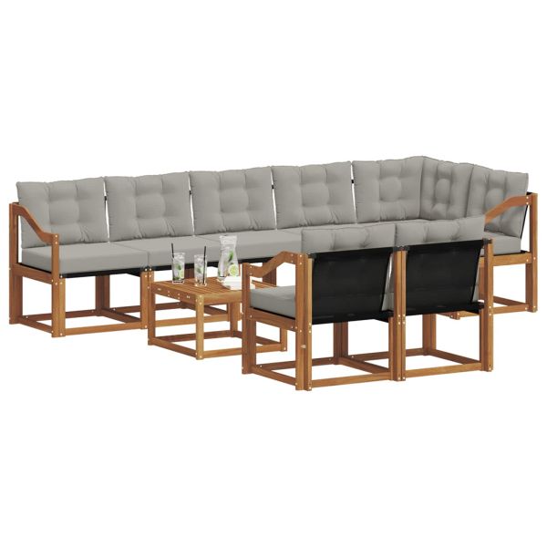 Комплект дивани за открито 9 pcs Естествено и светло сиво