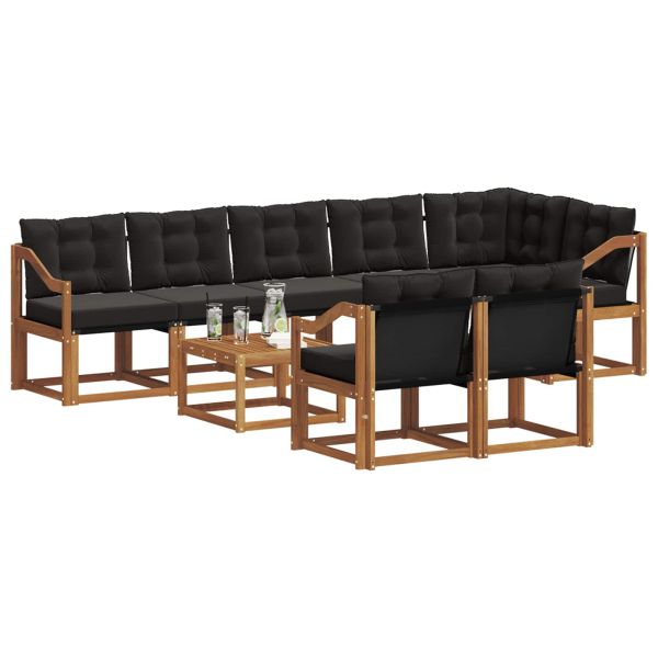 Комплект дивани за открито 9 pcs Естествено и черно