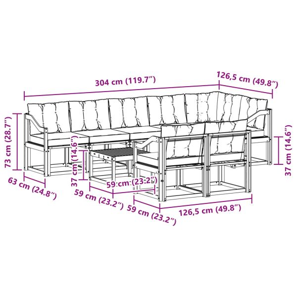 Комплект дивани за открито 9 pcs Естествено и черно