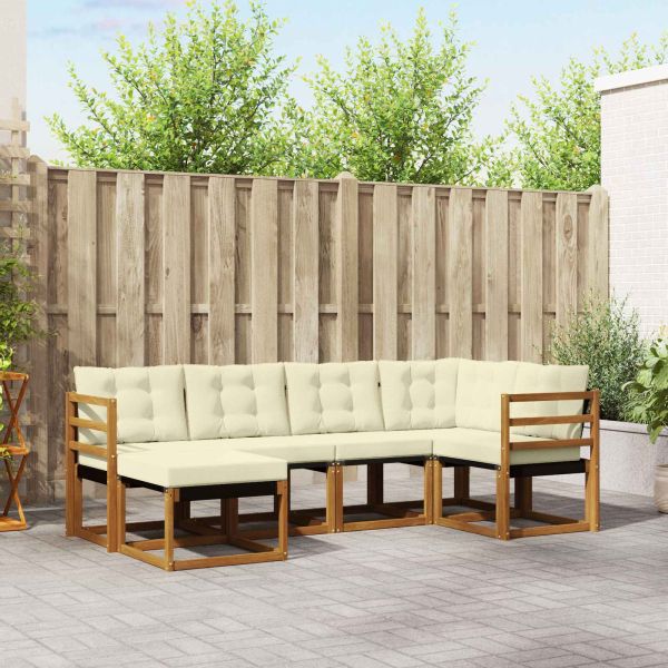Комплект дивани за открито 6 pcs Натурален и Крема