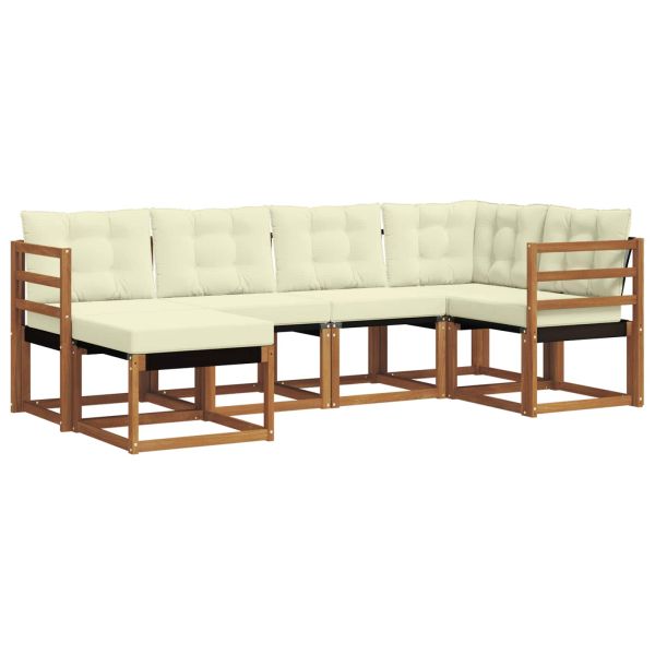 Комплект дивани за открито 6 pcs Натурален и Крема