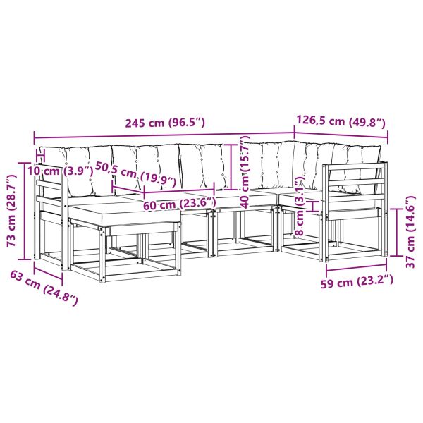 Комплект дивани за открито 6 pcs Естествено и черно