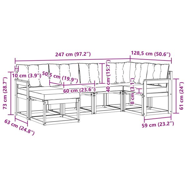 Комплект дивани за открито 6 pcs Естествено и черно