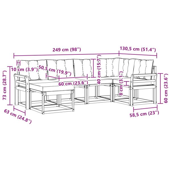 Комплект дивани за открито 6 pcs Натурален и Крема