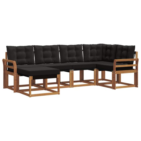 Комплект дивани за открито 6 pcs Естествено и черно