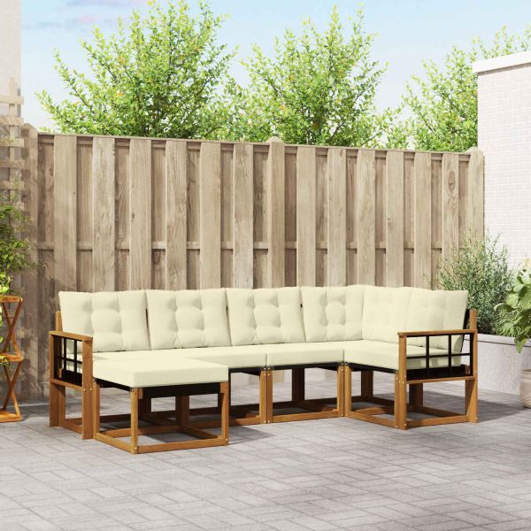 Комплект дивани за открито 6 pcs Натурален и Крема