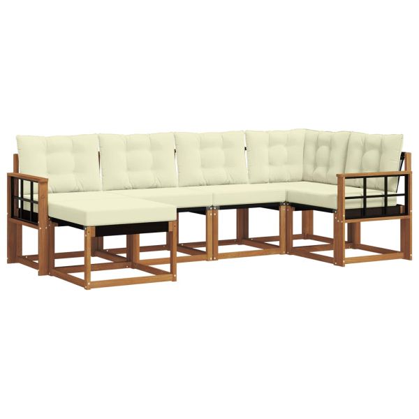 Комплект дивани за открито 6 pcs Натурален и Крема