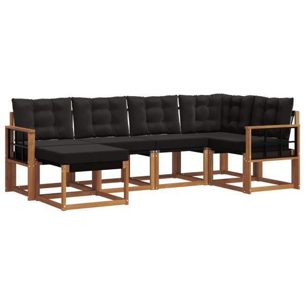 Комплект дивани за открито 6 pcs Естествено и черно