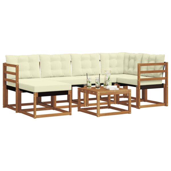 Комплект дивани за открито 7 pcs Натурален и Крема