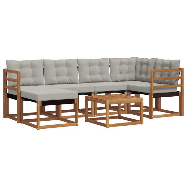 Комплект дивани за открито 7 pcs Естествено и светло сиво