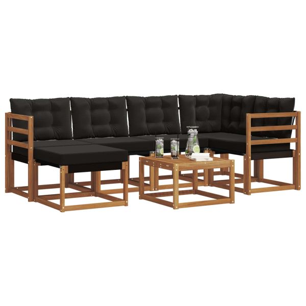 Комплект дивани за открито 7 pcs Естествено и черно