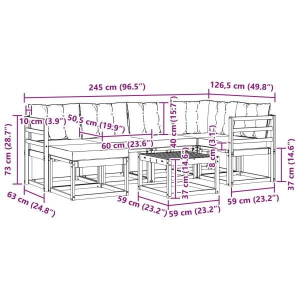 Комплект дивани за открито 7 pcs Естествено и черно