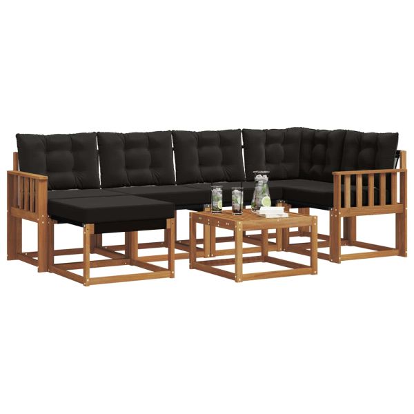 Комплект дивани за открито 7 pcs Естествено и черно