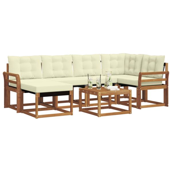 Комплект дивани за открито 7 pcs Натурален и Крема