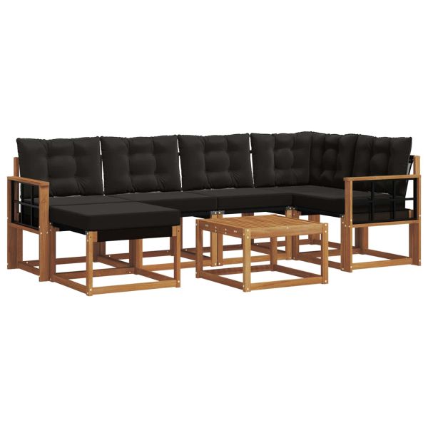 Комплект дивани за открито 7 pcs Естествено и черно