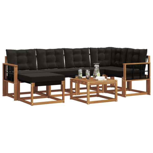 Комплект дивани за открито 7 pcs Естествено и черно