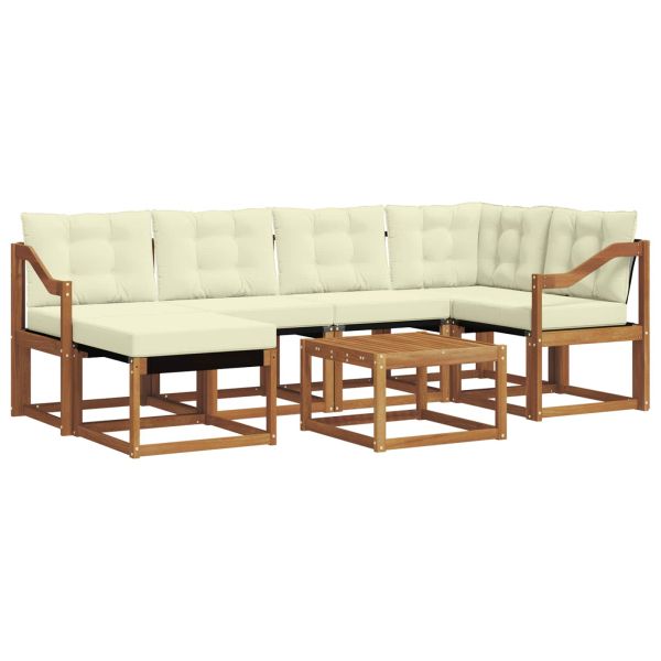 Комплект дивани за открито 7 pcs Натурален и Крема
