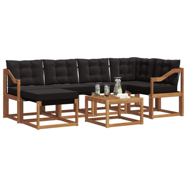 Комплект дивани за открито 7 pcs Естествено и черно