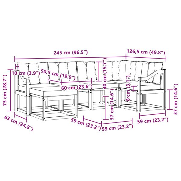 Комплект дивани за открито 7 pcs Естествено и черно