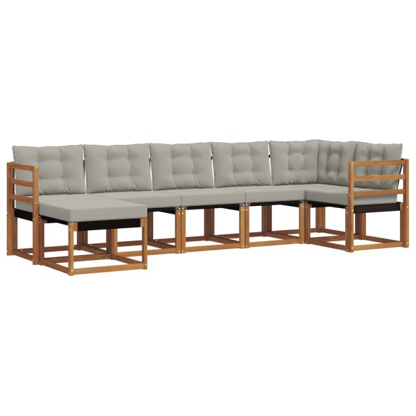 Комплект дивани за открито 7 pcs Естествено и светло сиво