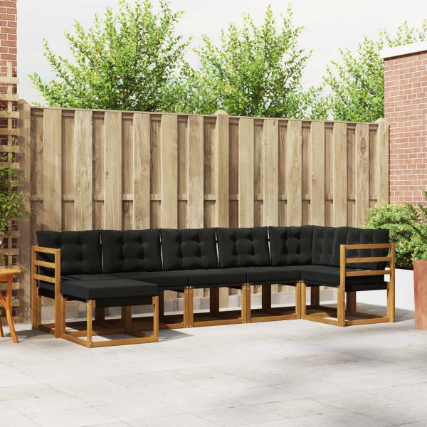 Комплект дивани за открито 7 pcs Естествено и черно