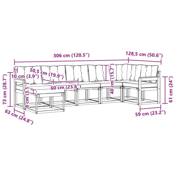 Комплект дивани за открито 7 pcs Натурален и Крема