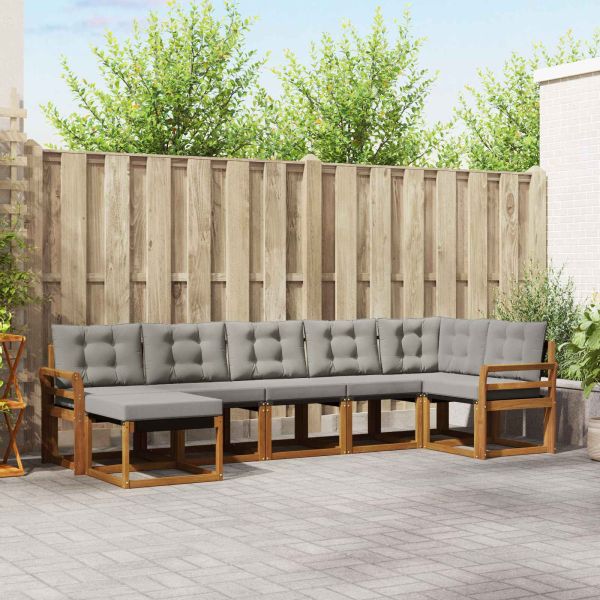 Комплект дивани за открито 7 pcs Естествено и светло сиво