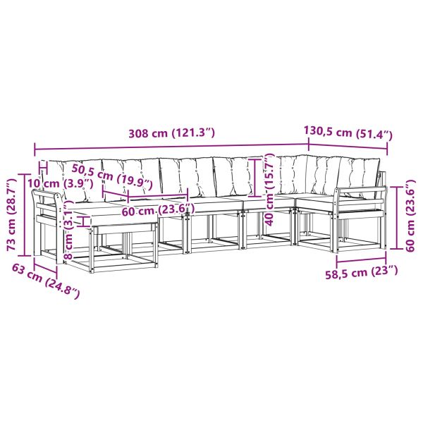 Комплект дивани за открито 7 pcs Естествено и светло сиво
