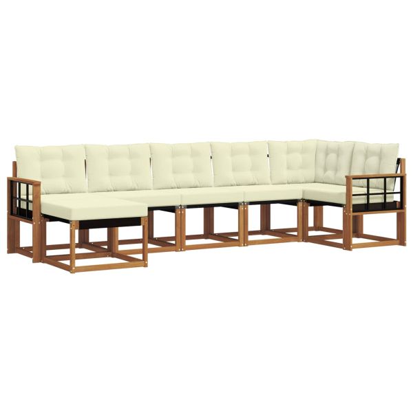 Комплект дивани за открито 7 pcs Натурален и Крема