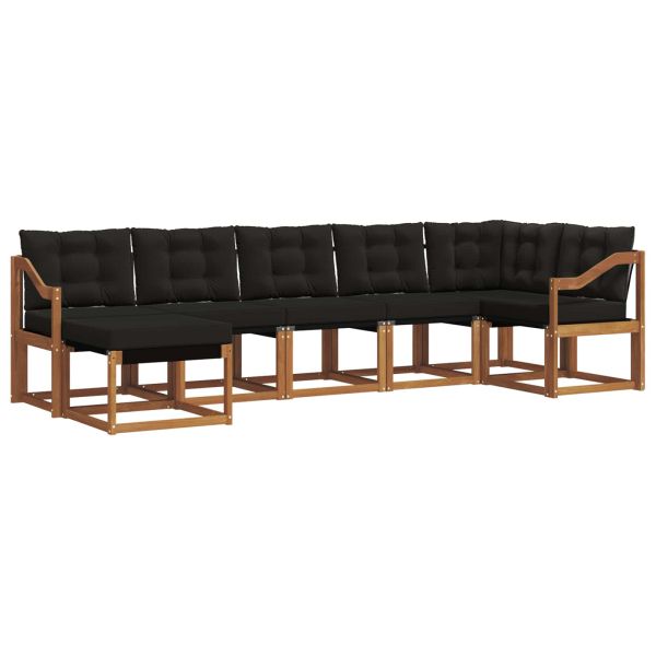 Комплект дивани за открито 7 pcs Естествено и черно