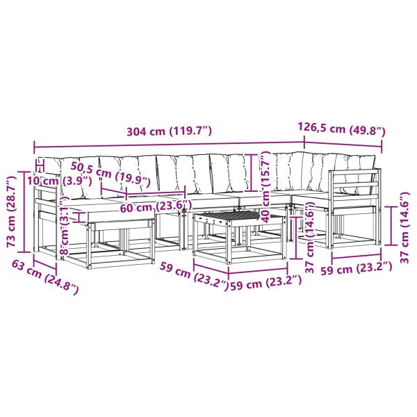 Комплект дивани за открито 8 pcs Естествено и черно