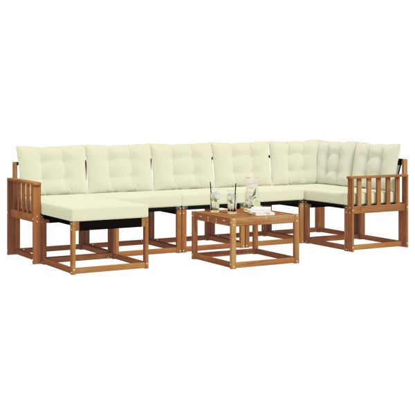 Комплект дивани за открито 8 pcs Натурален и Крема