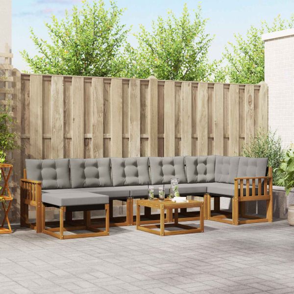 Комплект дивани за открито 8 pcs Естествено и светло сиво