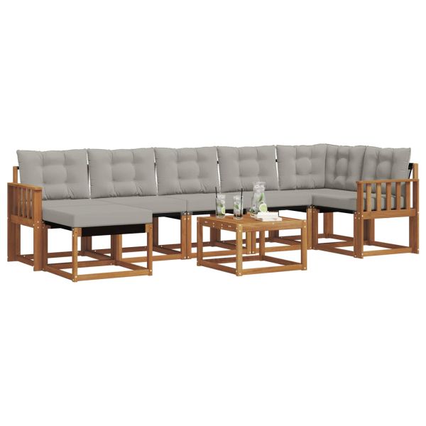 Комплект дивани за открито 8 pcs Естествено и светло сиво