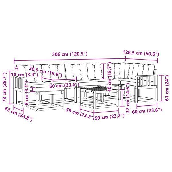 Комплект дивани за открито 8 pcs Естествено и светло сиво
