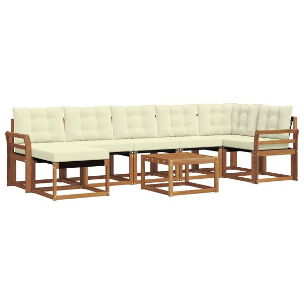 Комплект дивани за открито 8 pcs Натурален и Крема