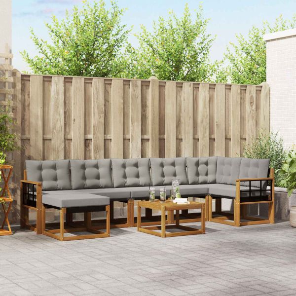 Комплект дивани за открито 8 pcs Естествено и светло сиво