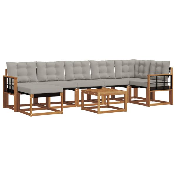 Комплект дивани за открито 8 pcs Естествено и светло сиво