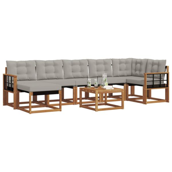 Комплект дивани за открито 8 pcs Естествено и светло сиво