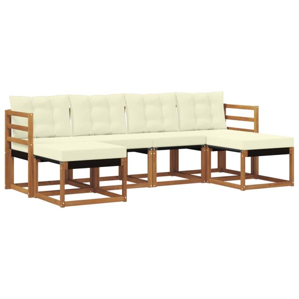 Комплект дивани за открито 6 pcs Натурален и Крема
