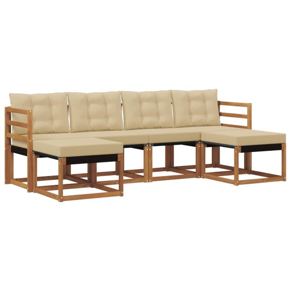 Комплект дивани за открито 6 pcs Натурален и Бежов