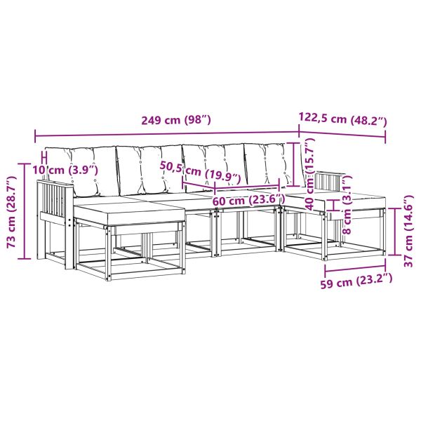 Комплект дивани за открито 6 pcs Естествено и черно