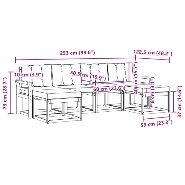 Комплект дивани за открито 6 pcs Естествено и черно
