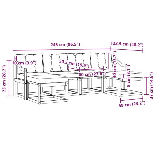 Комплект дивани за открито 6 pcs Натурален и Бежов