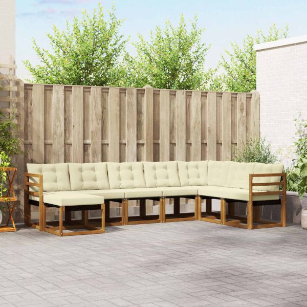 Комплект дивани за открито 8 pcs Натурален и Крема