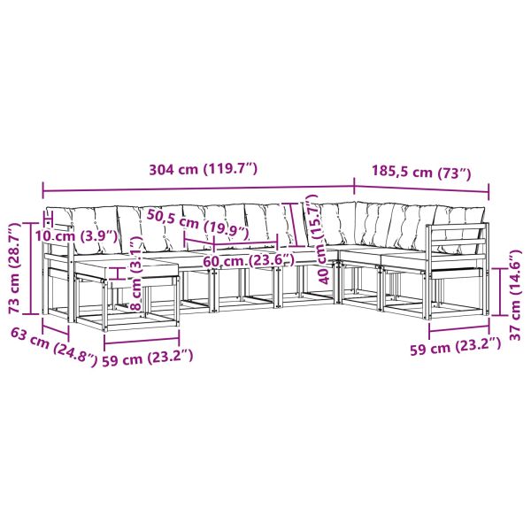 Комплект дивани за открито 8 pcs Естествено и черно